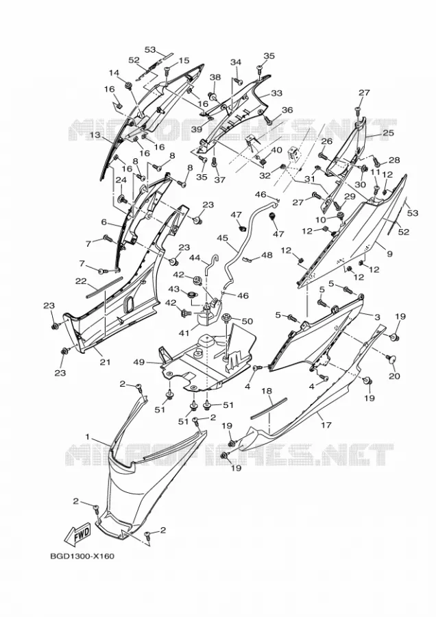 COUVERCLE LATERAL Yamaha SCOOTER 155 2024 TRICITY  MWS155-A