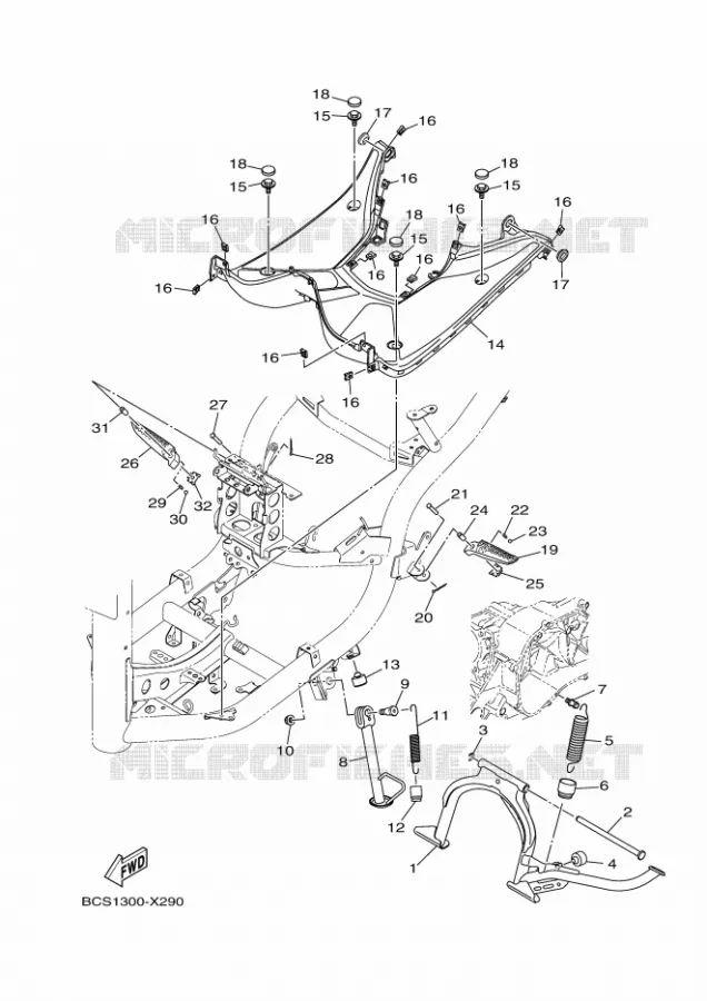 SUPPORT / REPOSE PIEDS Yamaha SCOOTER 155 2024 TRICITY  MWS155-A