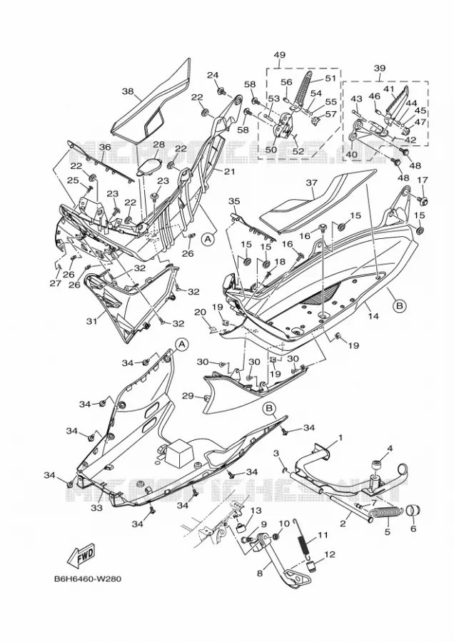 SUPPORT / REPOSE PIEDS Yamaha SCOOTER 155 2024 NMAX  GPD155-A