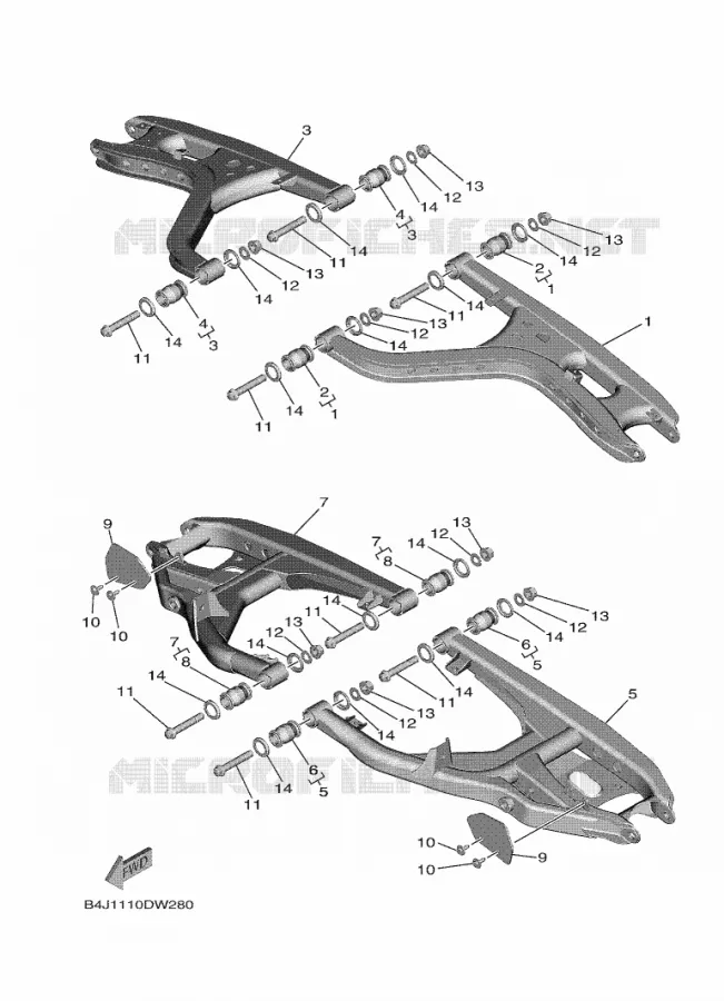BRAS OSCILLANT  Yamaha SIDE BY SIDE 1000 2024 WOLVERINE  YXF1000EWS / YX10FRPLR