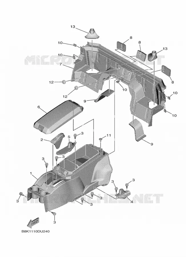 COUVERCLE LATERAL 3 Yamaha SIDE BY SIDE 850 2024 WOLVERINE  YXE850ENS / YX85EPSR