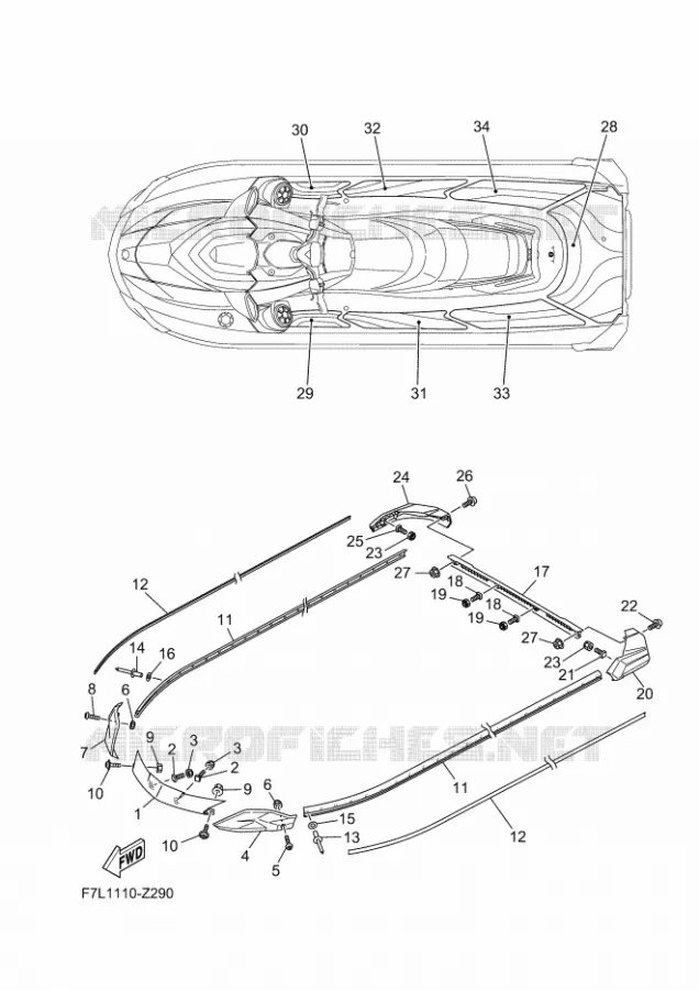 GUNWALE & MAT Yamaha WAVERUNNER 1900 2024 GP  GP1900B-A
