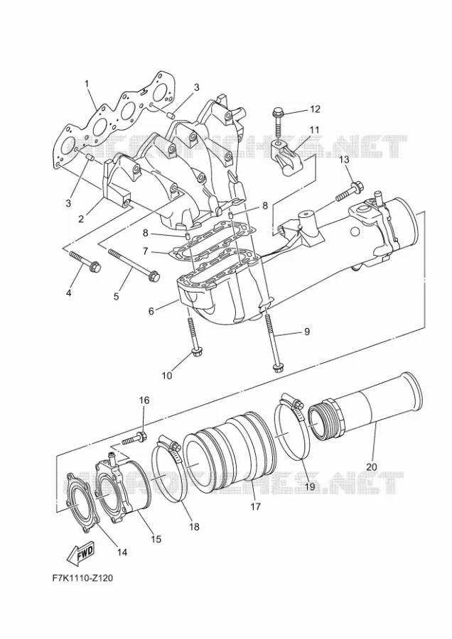 ECHAPPEMENT 1 Yamaha WAVERUNNER 1900 2024 VX  VX1900C-A