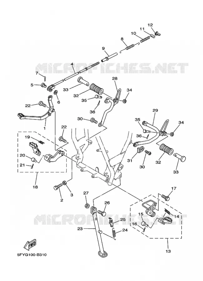 SUPPORT / REPOSE PIEDS Yamaha MOTO 200 2024 TW  TW200E