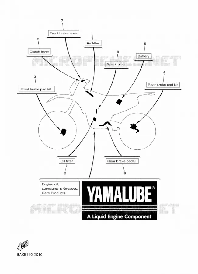 PIECES D'ENTRETIEN Yamaha MOTO 250 2024 WRF  WR250F