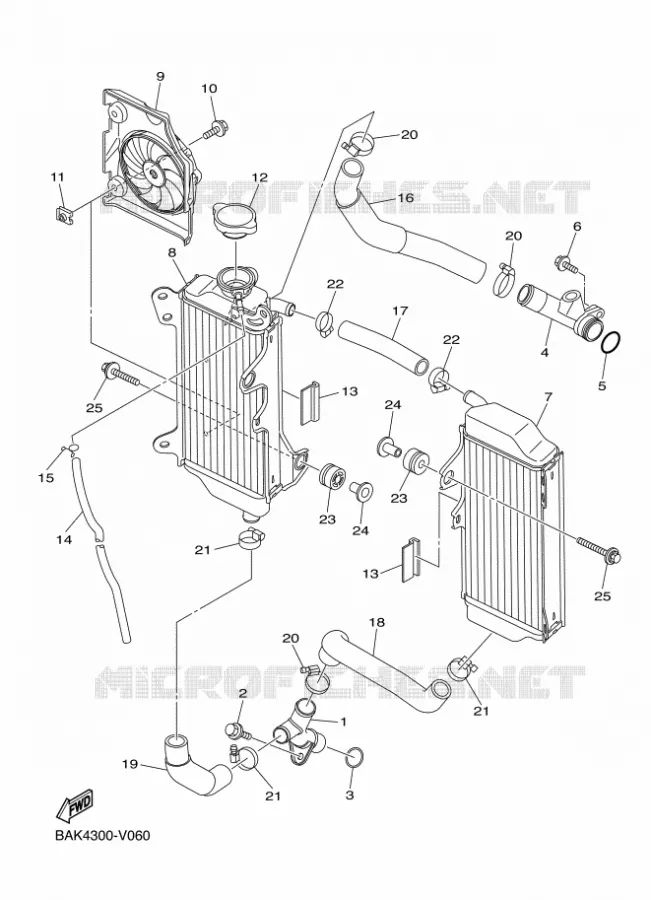 RADIATEUR / DURITES Yamaha MOTO 250 2024 WRF  WR250F