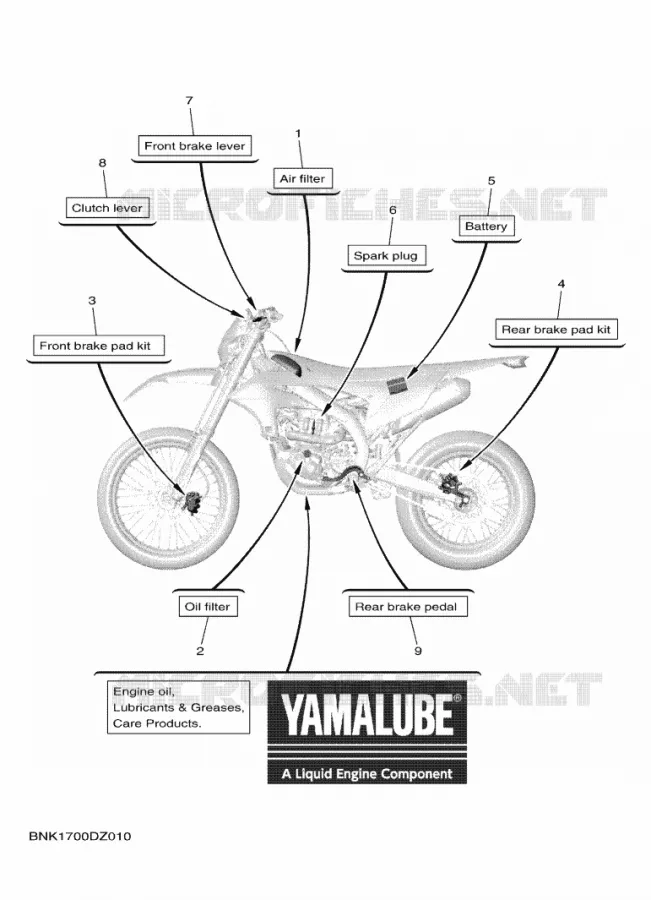 PIECES D'ENTRETIEN Yamaha MOTO 450 2024 WRF  WR450FR