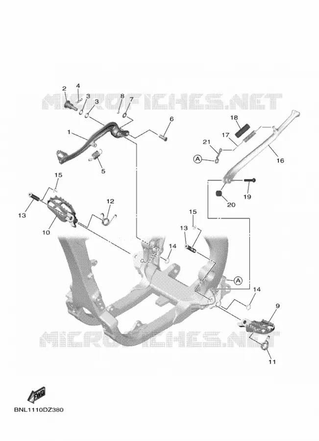 SUPPORT / REPOSE PIEDS Yamaha MOTO 450 2024 WRF  WR450FR