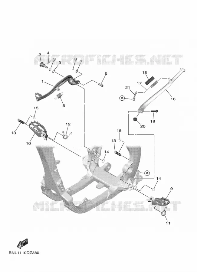 SUPPORT / REPOSE PIEDS Yamaha MOTO 450 2024 YZF  YZ450FXR
