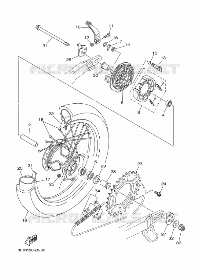 ROUE ARRIERE Yamaha MOTO 230 2024 TTR  TT-R230R