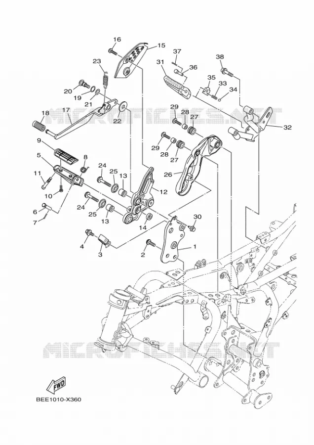 SUPPORT / REPOSE PIEDS 2 Yamaha MOTO 700 2023 XSR  XSR700AP / MTM690