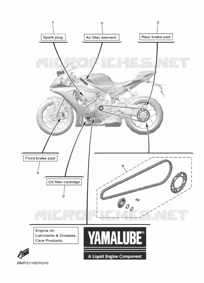 PIECES D'ENTRETIEN Yamaha MOTO 1000 2023 R1  YZFR1AP / YZF1000