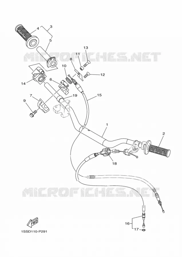 GUIDON ET CABLES Yamaha MOTO 250 2023 YZ  YZ250XP