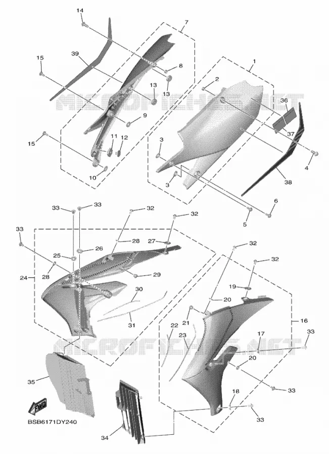 COUVERCLE LATERAL Yamaha MOTO 250 2023 YZF  YZ250FP