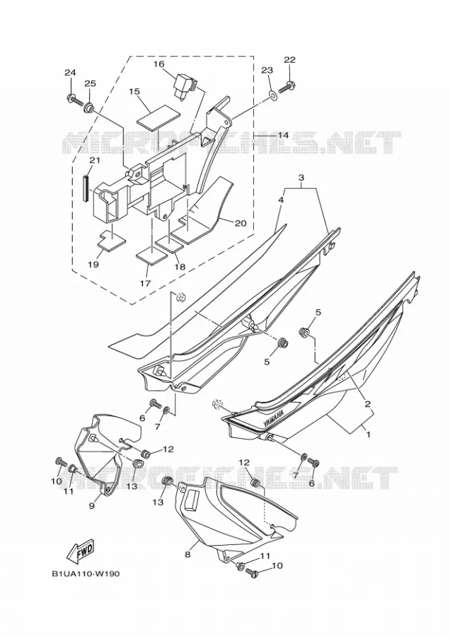 COUVERCLE LATERAL Yamaha MOTO 250 2022 XT  XT250N