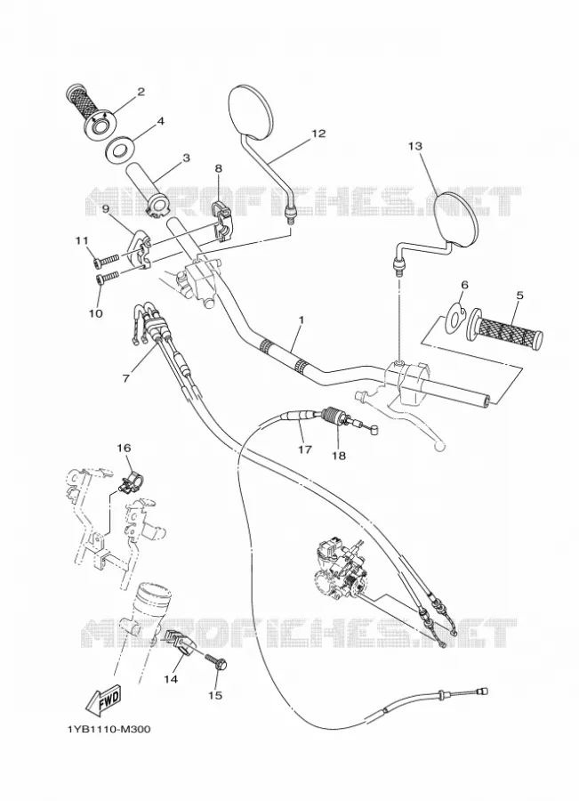 GUIDON ET CABLES Yamaha MOTO 250 2022 XT  XT250N