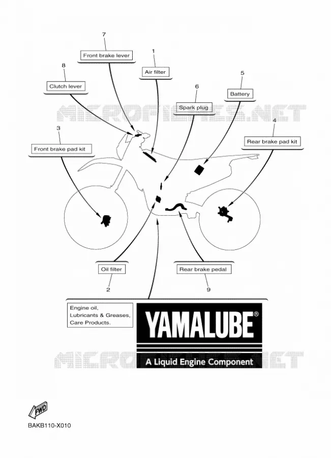 PIECES D'ENTRETIEN Yamaha MOTO 250 2022 WRF  WR250FN