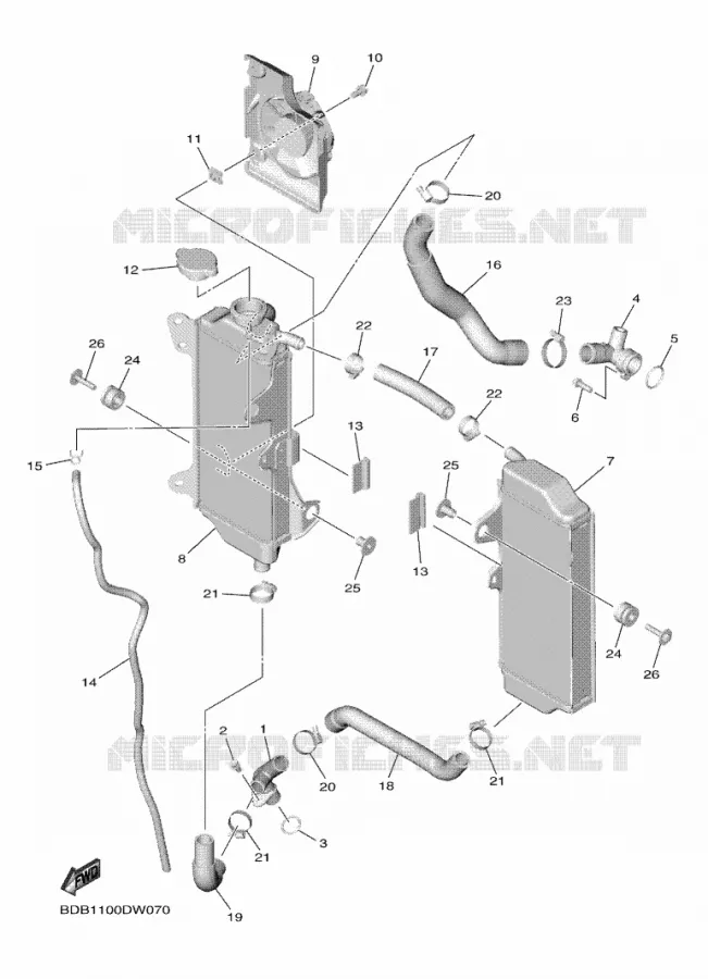 RADIATEUR / DURITES Yamaha MOTO 450 2022 WRF  WR450FN