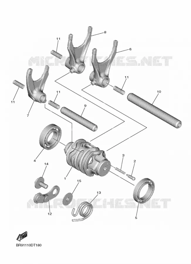 BARILLET DE SELECTION / FOURCHETTES Yamaha MOTO 450 2022 WRF  WR450FN