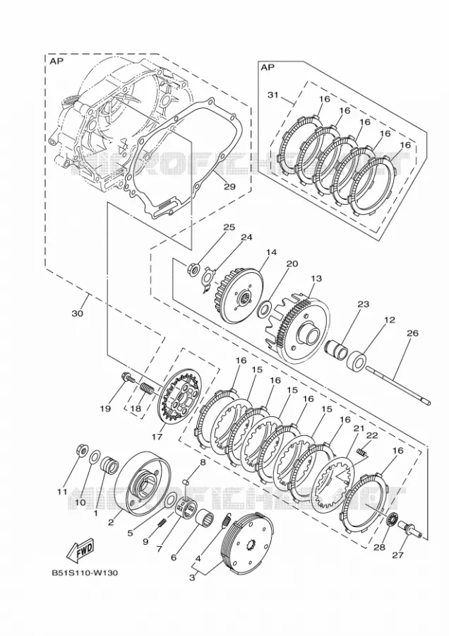EMBRAYAGE DE DEMARREUR Yamaha MOTO 110 2022 TTR  TT-R110EN