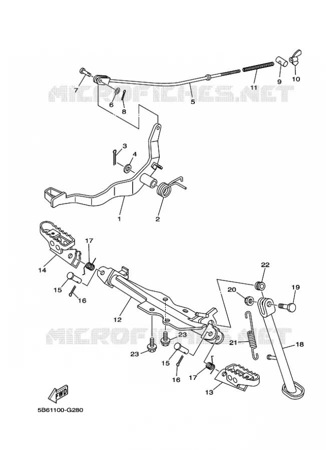 SUPPORT / REPOSE PIEDS Yamaha MOTO 110 2022 TTR  TT-R110EN