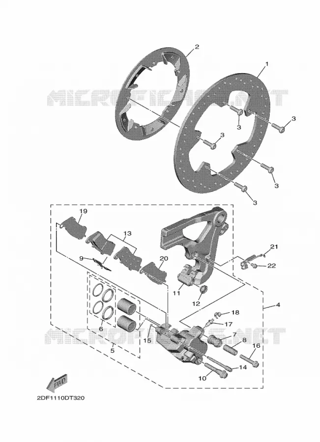 ETRIER DE FREIN ARRIERE Yamaha MOTO 1900 2021 STAR VENTURE  XV19FDAMW/L / XV1900FDD