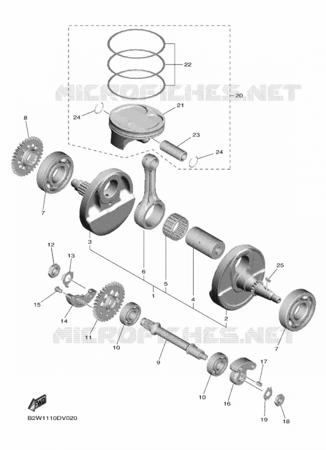 VILEBREQUIN / PISTON Yamaha MOTO 450 2021 YZF  YZ450FMX