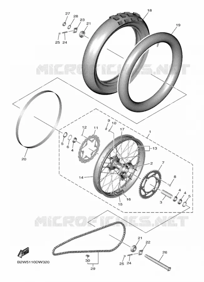 ROUE ARRIERE Yamaha MOTO 450 2021 YZF  YZ450FMX
