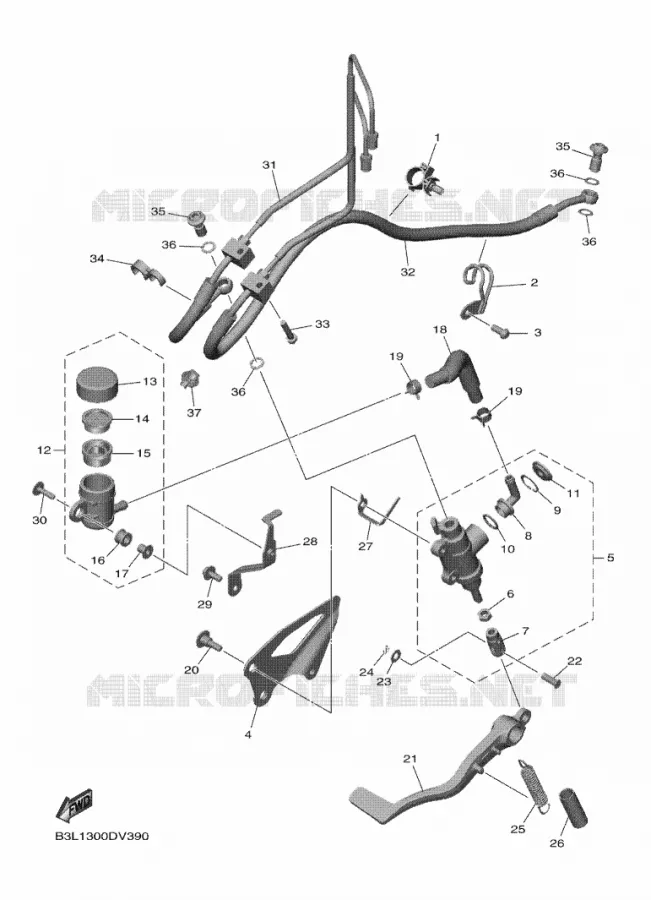 MAITRE CYLINDRE DE FREIN ARRIERE Yamaha MOTO 1000 2021 R1M  YZFR1MAML / YZF1000D