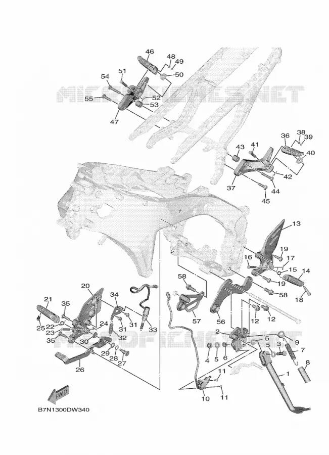 SUPPORT / REPOSE PIEDS Yamaha MOTO 900 2021 MT  MTN890