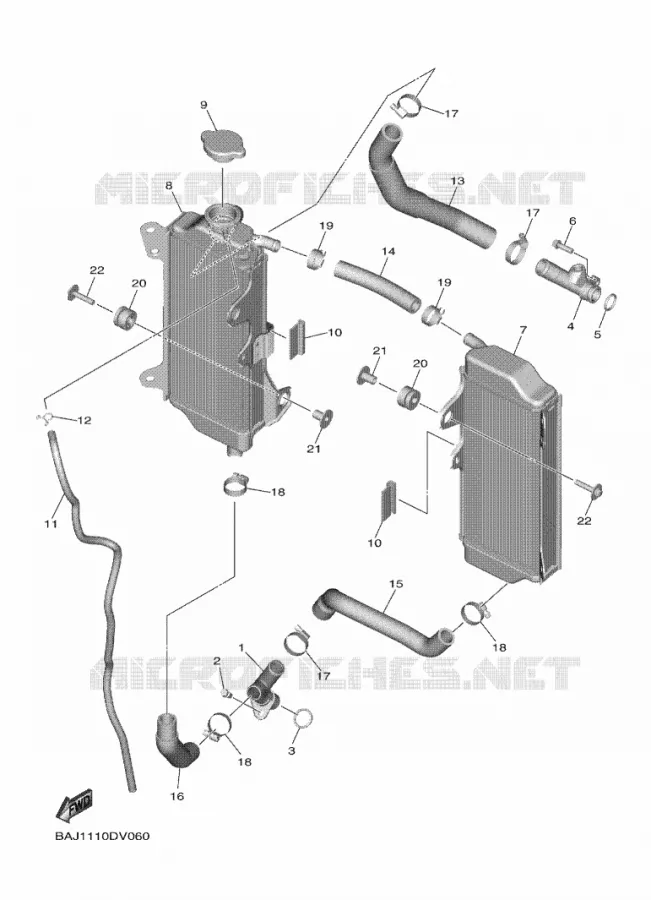 RADIATEUR / DURITES Yamaha MOTO 250 2021 YZF  YZ250FXML