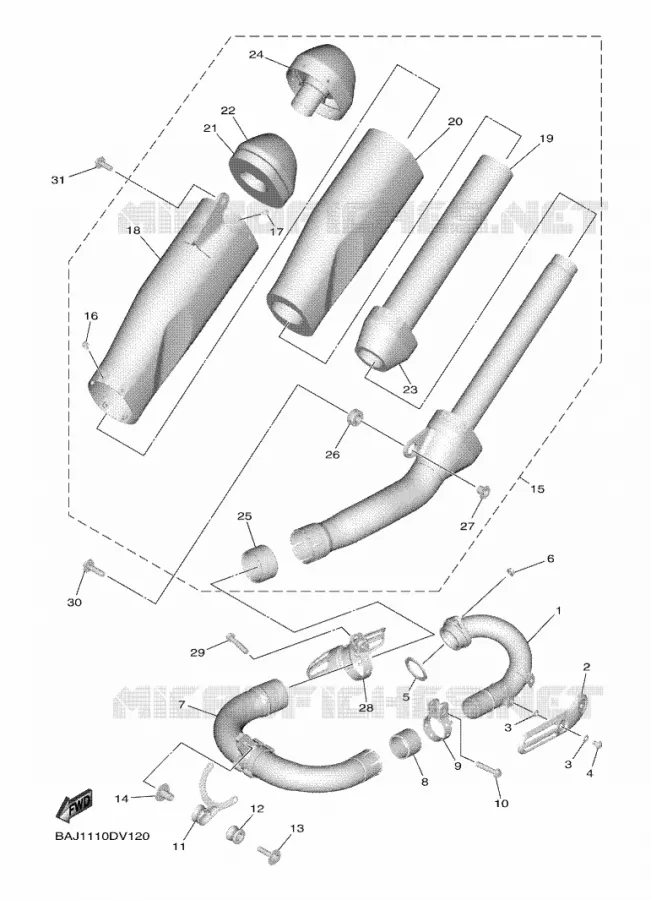 ECHAPPEMENT Yamaha MOTO 250 2021 YZF  YZ250FXML