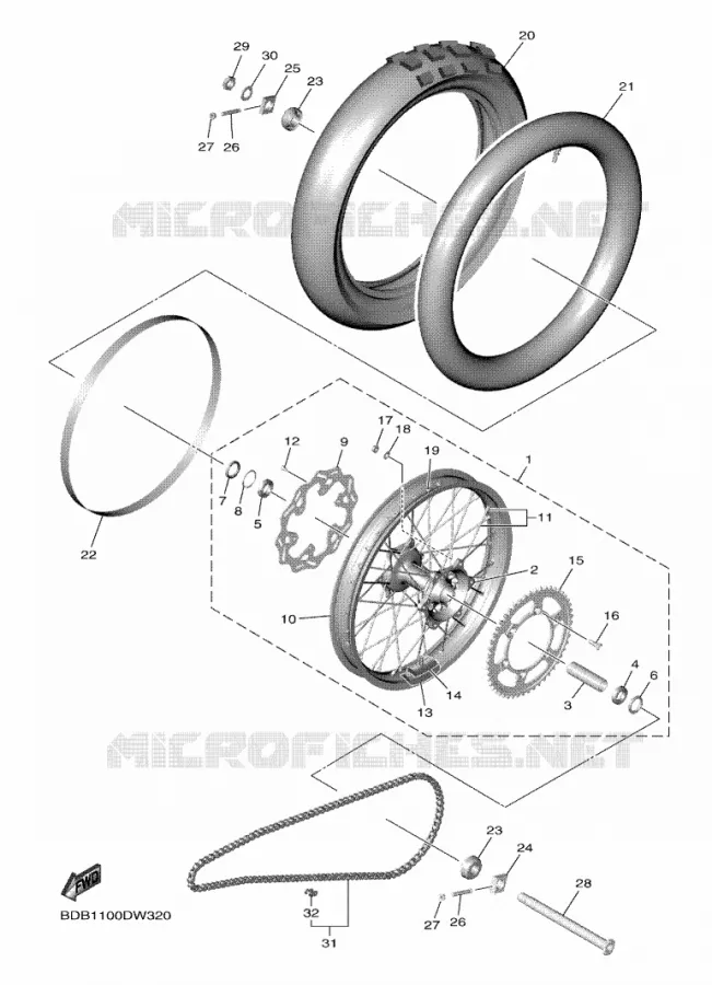 ROUE ARRIERE Yamaha MOTO 250 2021 YZF  YZ250FXML