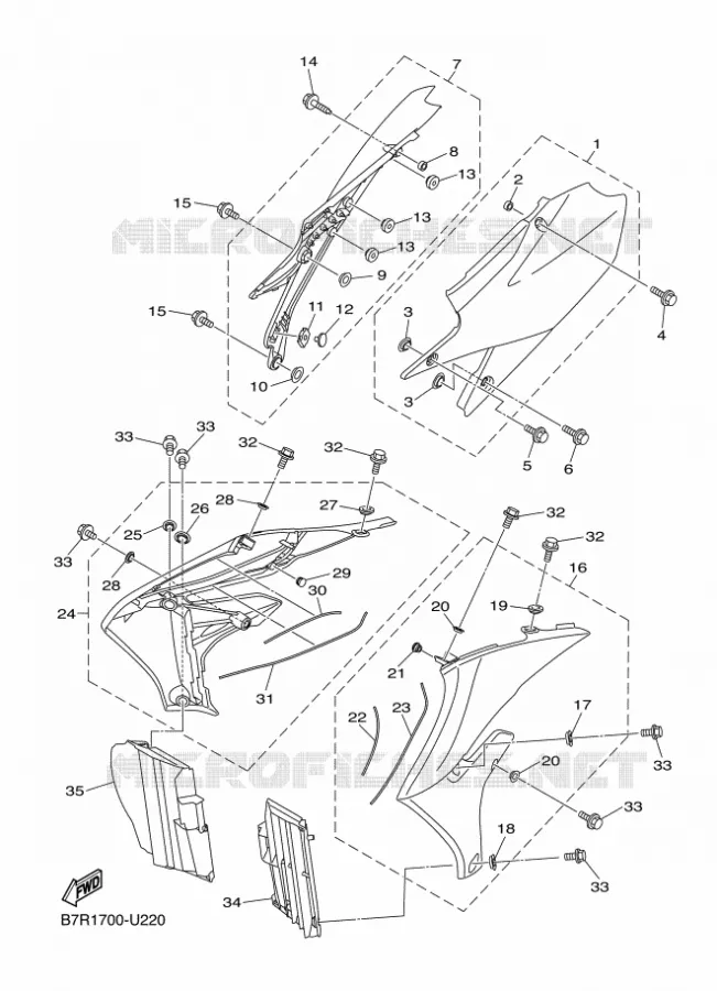 COUVERCLE LATERAL Yamaha MOTO 250 2021 WRF  WR250FML