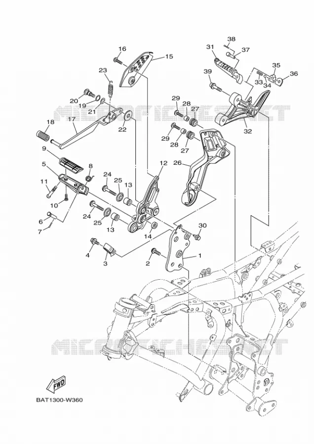 SUPPORT / REPOSE PIEDS 2 Yamaha MOTO 700 2021 MT  MTN690