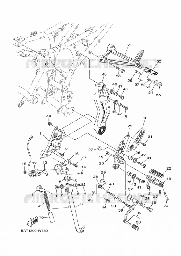 SUPPORT / REPOSE PIEDS Yamaha MOTO 700 2021 MT  MTN690
