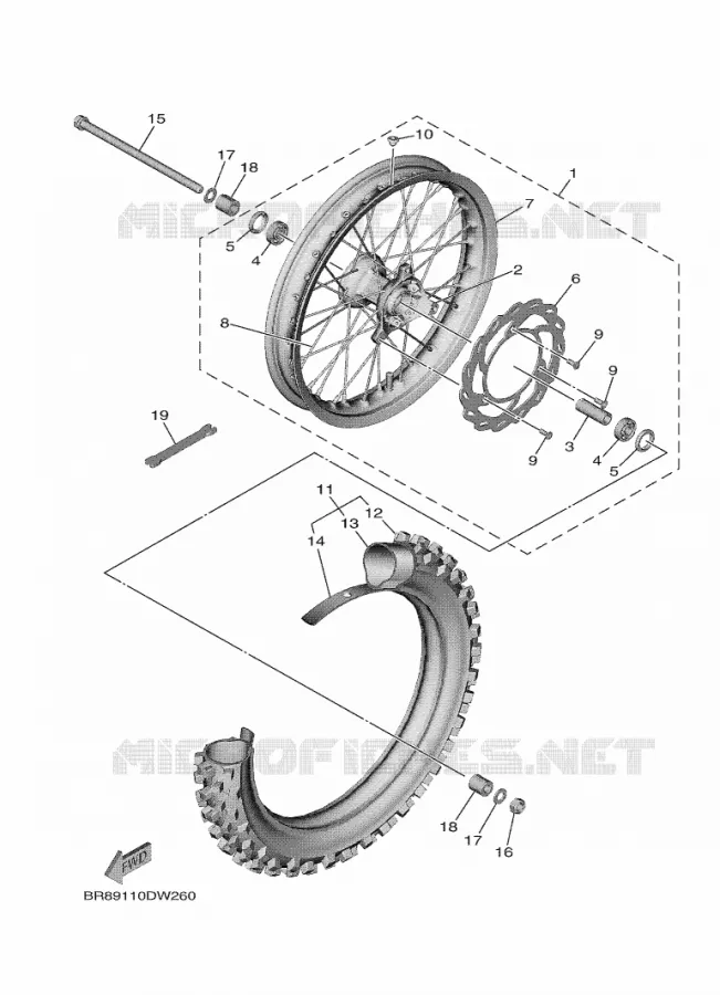 ROUE AVANT Yamaha MOTO 65 2021 YZ  YZ65ML