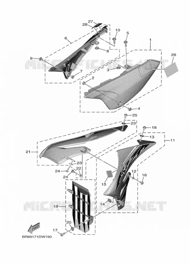 COUVERCLE LATERAL Yamaha MOTO 65 2021 YZ  YZ65ML