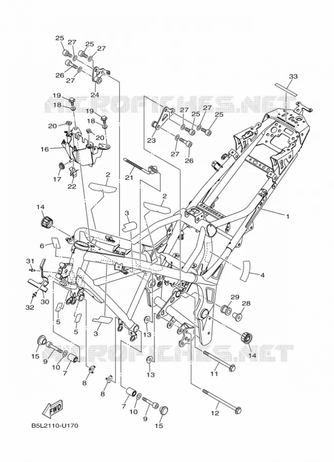 CADRE Yamaha MOTO 300 2021 R3  YZF320-A