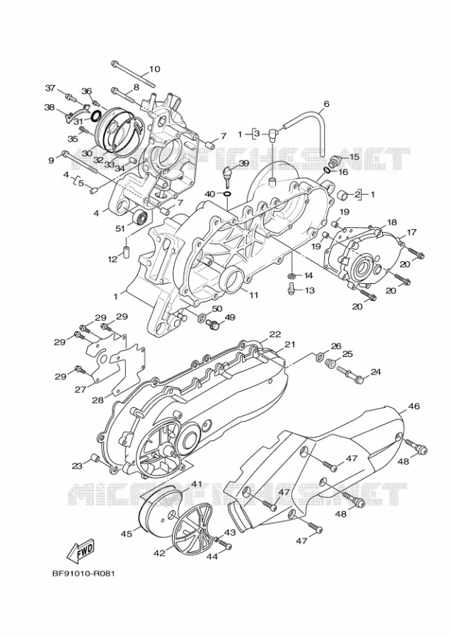 CARTER MOTEUR Yamaha MOTO 125 2021 BWS  YW125MB/L