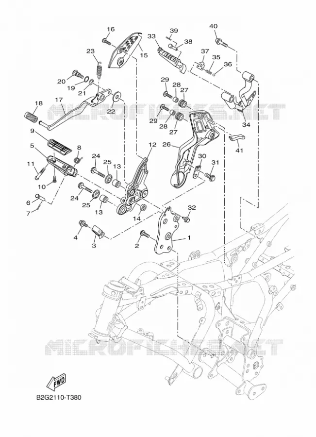 SUPPORT / REPOSE PIEDS 2 Yamaha MOTO 700 2020 XSR  MTM690