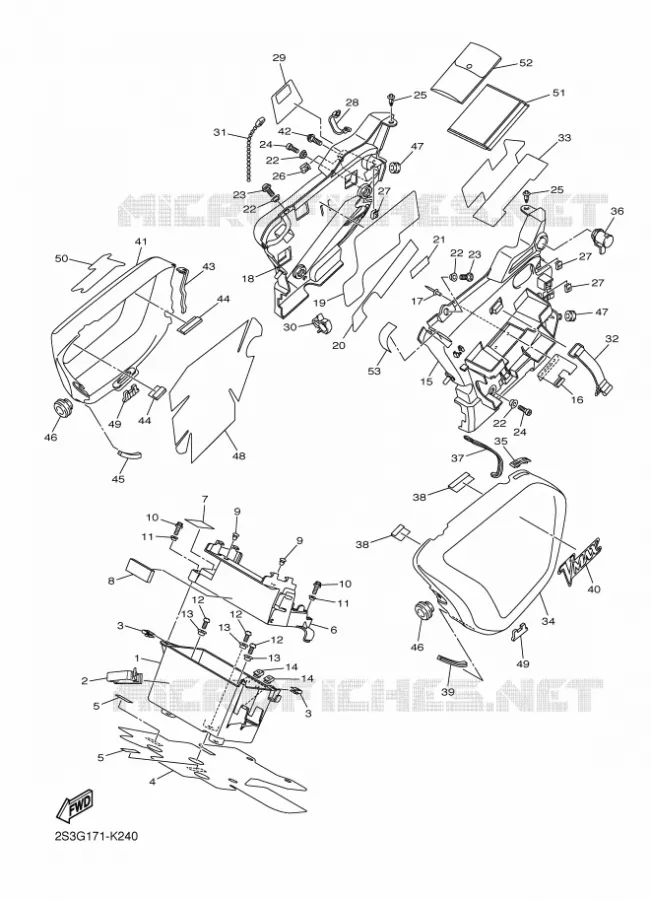 COUVERCLE LATERAL 2 Yamaha MOTO 1700 2020 VMAX  VMX17AL / VMX17