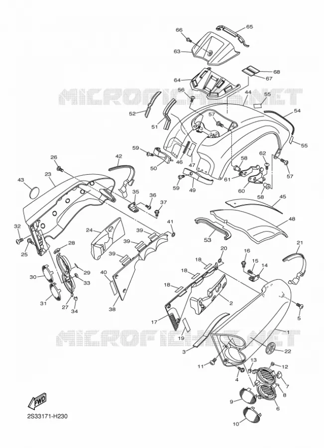 COUVERCLE LATERAL Yamaha MOTO 1700 2020 VMAX  VMX17AL / VMX17