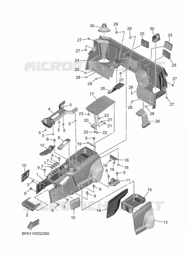 COUVERCLE LATERAL 3 Yamaha SIDE BY SIDE 1000 2024 WOLVERINE  YX10EPSR / YXE1000EN