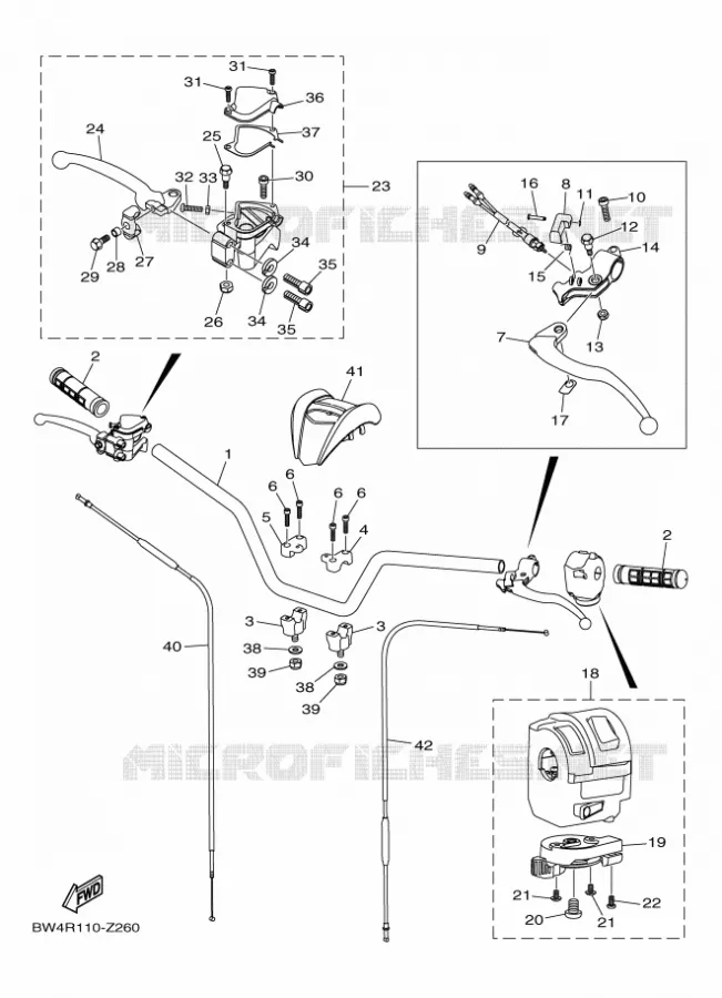 GUIDON ET CABLES Yamaha QUAD 50 2024 YFZ  YF05ZR