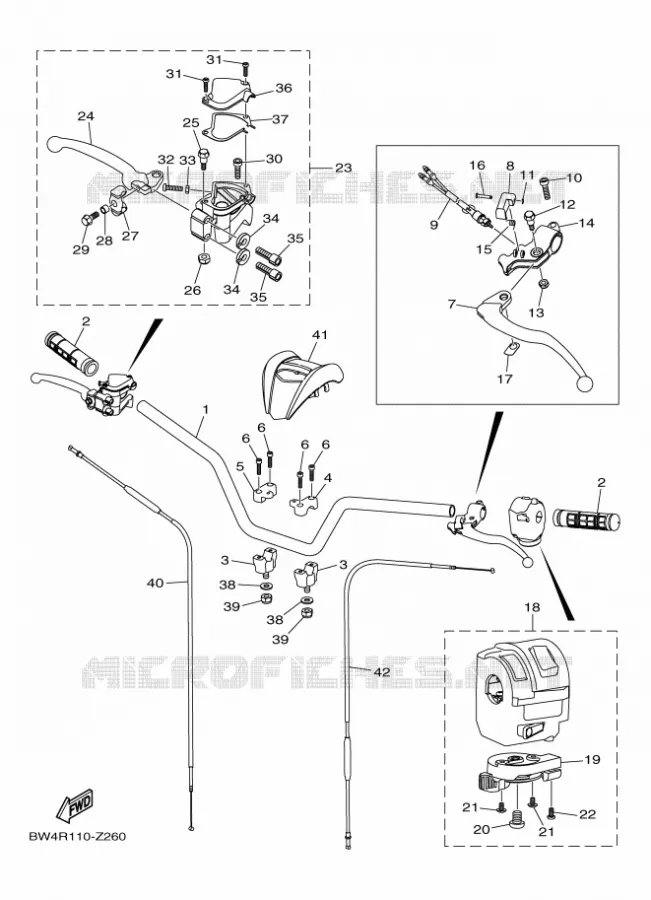 GUIDON ET CABLES Yamaha QUAD 50 2024 YFZ  YF05ZR