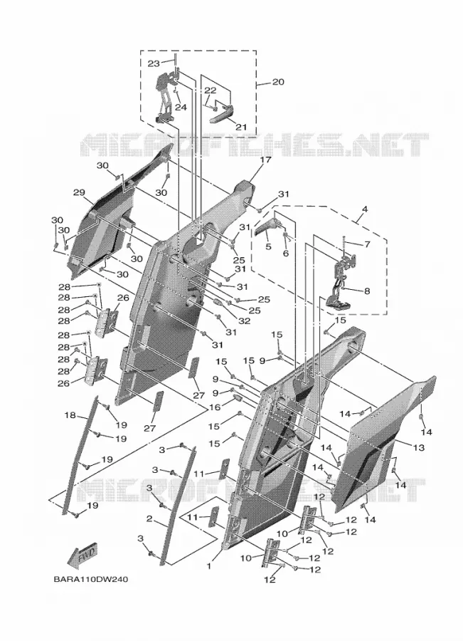 COUVERCLE LATERAL 2 Yamaha SIDE BY SIDE 850 2023 WOLVERINE  YX85FPSP / YXF850ES