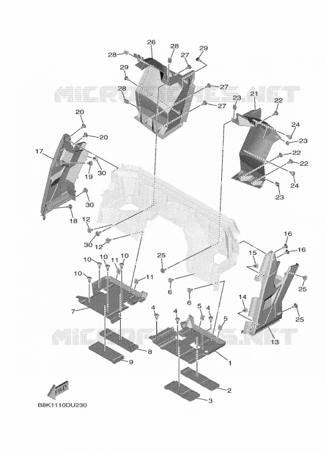 COUVERCLE LATERAL 2 Yamaha SIDE BY SIDE 850 2021 WOLVERINE  YX85EPAM / YXE850EN