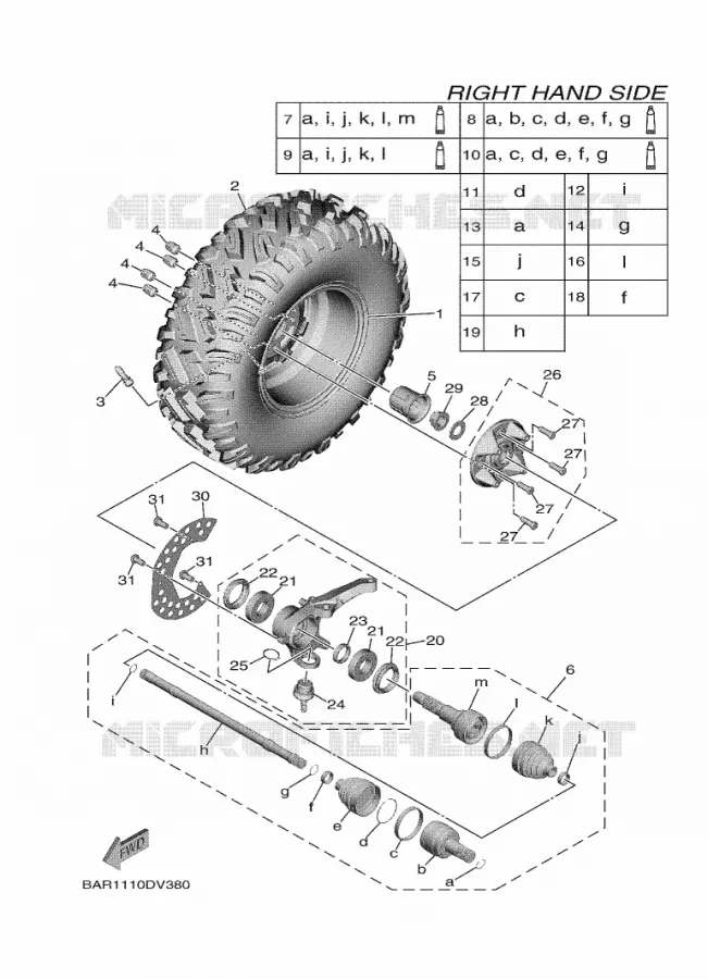 ROUE AVANT 2 Yamaha SIDE BY SIDE 850 2021 WOLVERINE  YX85EPAM / YXE850EN
