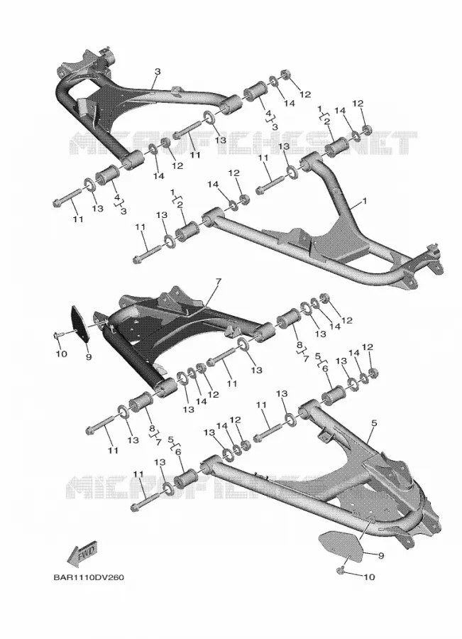 BRAS ARRIERE Yamaha SIDE BY SIDE 850 2021 WOLVERINE  YX85FPSM / YXF850ES